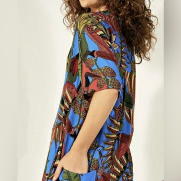 FARM Rio Blue Leaf Print Jumpsuit - Picture 3 of 11